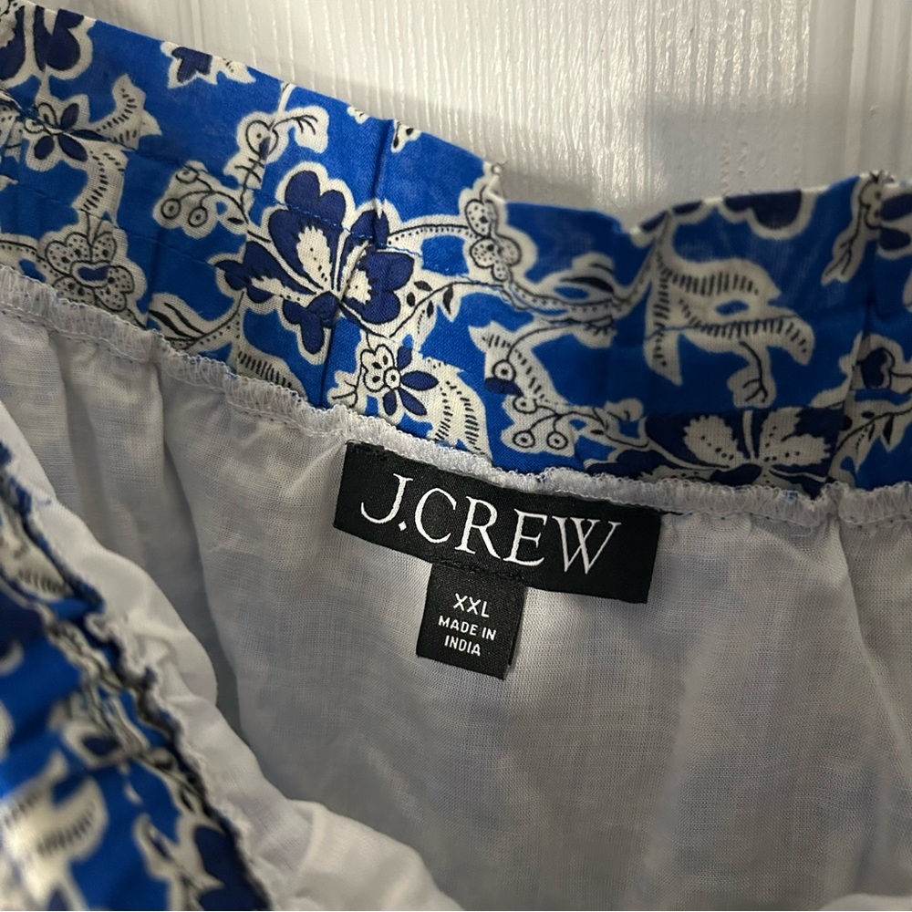 J Crew Cotton Voile Ruffle-Trim Shift Dress Cobalt Floral - Picture 8 of 16